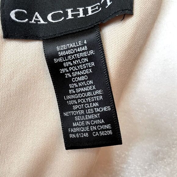 Cache Champagne Lace Gown with Pearl Neck and Godet Mesh Insert Size 4 EUC - Picture 12 of 13